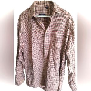 Burberry London button down l/s shirt red black Nova houndstooth Large made USA